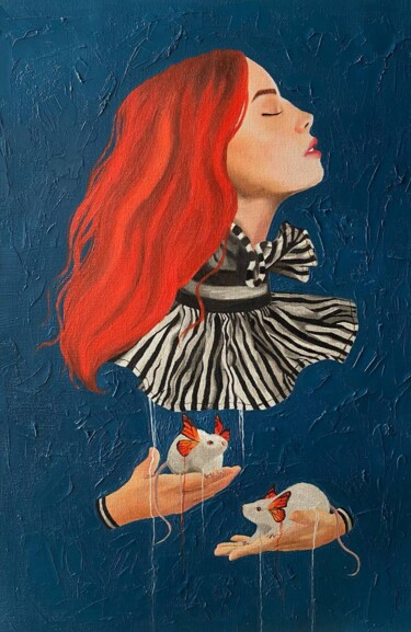 Schilderij getiteld "The mice dreamed of…" door Vikonstanti, Origineel Kunstwerk, Olie Gemonteerd op Karton