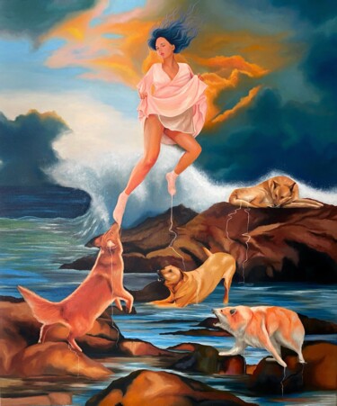 Peinture intitulée "Between the sky and…" par Vikonstanti, Œuvre d'art originale, Huile