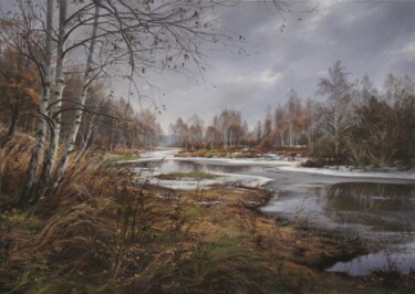 Painting titled "Early winter" by Viktar Yushkevich Yuvart, Original Artwork, Acrylic