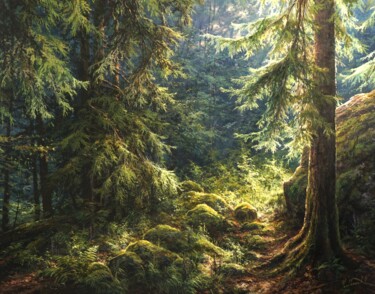Malerei mit dem Titel "Soul of the forest" von Viktar Yushkevich Yuvart, Original-Kunstwerk, Acryl