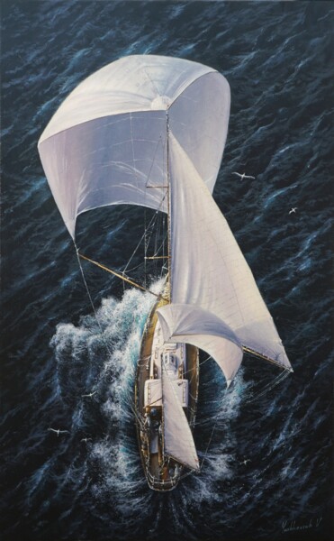 Schilderij getiteld "On the open sails" door Viktar Yushkevich Yuvart, Origineel Kunstwerk, Acryl