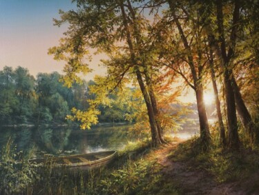 Peinture intitulée "Walking to the river" par Viktar Yushkevich Yuvart, Œuvre d'art originale, Acrylique