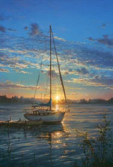 Ζωγραφική με τίτλο "Sunset" από Viktar Yushkevich Yuvart, Αυθεντικά έργα τέχνης, Ακρυλικό