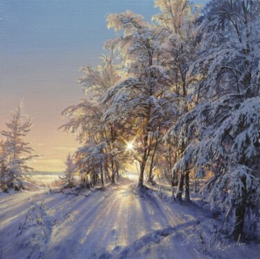 Painting titled "Frosty morning" by Viktar Yushkevich Yuvart, Original Artwork, Acrylic