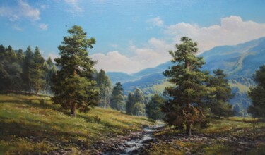 Картина под названием "Mountain brook" - Viktar Yushkevich Yuvart, Подлинное произведение искусства, Акрил
