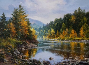 Painting titled "Reflection of autumn" by Viktar Yushkevich Yuvart, Original Artwork, Acrylic