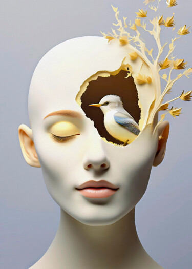 Digital Arts titled "Golden bird" by Viktor Artemev, Original Artwork, Digital Painting