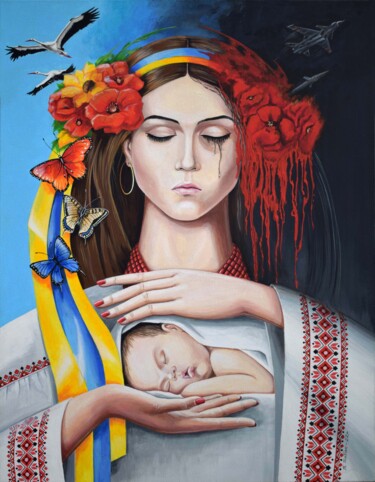 Schilderij getiteld "Ukraine-Mother" door Viktor Babak, Origineel Kunstwerk, Acryl