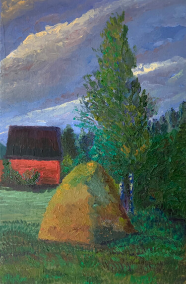 Painting titled "In the country" by Viktor Goncharov, Original Artwork, Oil