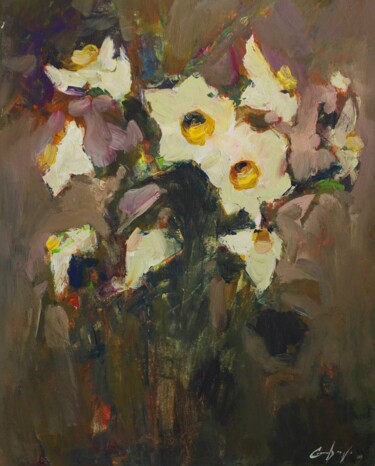 Malerei mit dem Titel "Abstractblumen" von Viktor Grabar, Original-Kunstwerk, Acryl