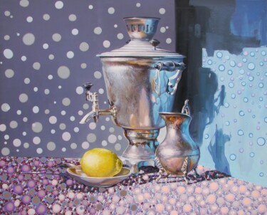Картина под названием "Натюрморт з лимоном" - Виктор Грицына, Подлинное произведение искусства, Масло Установлен на Деревянн…