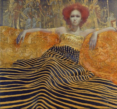 Painting titled "Redhead" by Viktor Horiaiev, Original Artwork, Oil