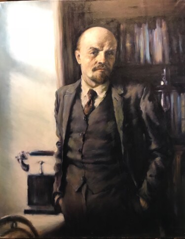 Painting titled "Портрет В. И. Ленина" by Viktor Kalmykov, Original Artwork, Oil