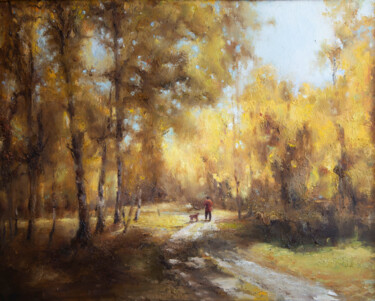 Pittura intitolato "Аutumn forest" da Viktor Kolomiyets, Opera d'arte originale, Olio