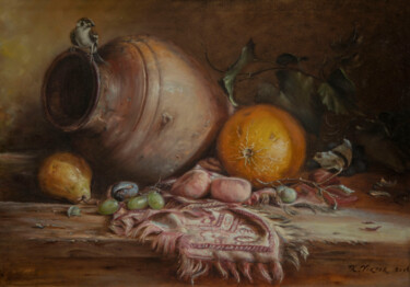 Pintura intitulada "Still life with mel…" por Viktor Kolomiyets, Obras de arte originais, Óleo