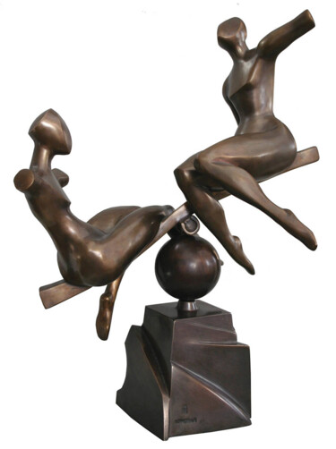 Sculpture titled "On the swing" by Viktor Konoval, Original Artwork, Bronze