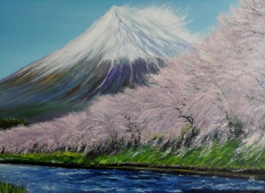 Schilderij getiteld "Sakura" door Vistor Korotkov, Origineel Kunstwerk, Olie