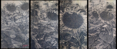 Pintura intitulada "Sonnenblumen" por Viktor Kovalyk, Obras de arte originais, Aquarela Montado em Painel de madeira