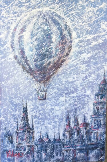 Peinture intitulée "Полет над городом" par Viktor Kurson, Œuvre d'art originale, Acrylique
