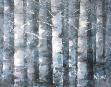 Peinture intitulée "Birch forest" par Viktor Kurson, Œuvre d'art originale, Acrylique