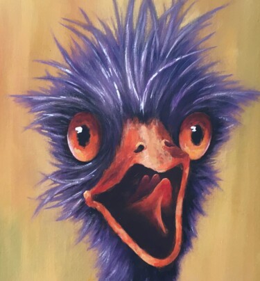Painting titled "ostrich-1" by Viktor Kurson, Original Artwork, Acrylic