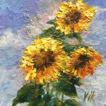 Painting titled "Sunflowers 2" by Viktor Kurson, Original Artwork, Oil