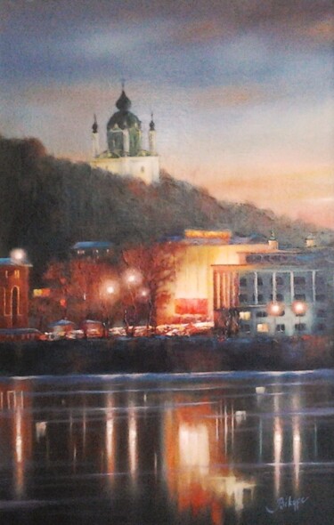 Painting titled "Slopes of the Dniep…" by Viktor Kurson, Original Artwork, Oil