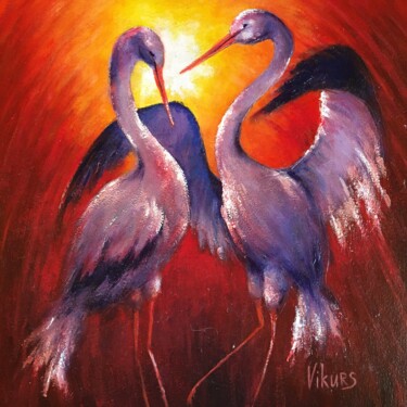 Painting titled "mating dance" by Viktor Kurson, Original Artwork, Acrylic