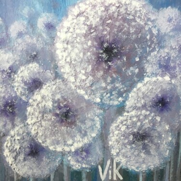 Painting titled "dandelion field" by Viktor Kurson, Original Artwork, Acrylic