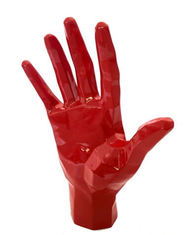 Sculpture intitulée "Main rouge" par Viktor M, Œuvre d'art originale, Résine