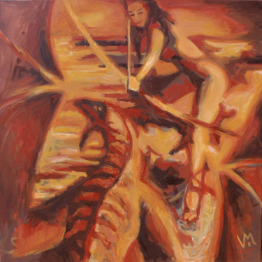 Malerei mit dem Titel "Golden bow 4.jpg" von Viktor Mesogios, Original-Kunstwerk, Öl