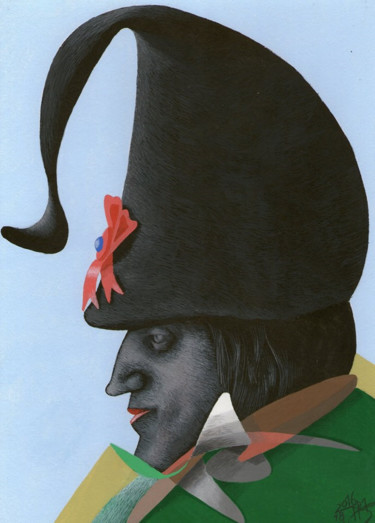 Peinture intitulée ""Almost Napoleon"" par Viktor Miniailo, Œuvre d'art originale, Gouache