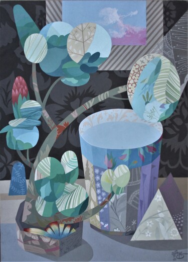 Painting titled ""Plant and glass"" by Viktor Miniailo, Original Artwork, Gouache