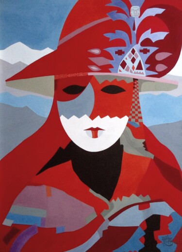 Картина под названием ""Mask of Valencia"" - Viktor Miniailo, Подлинное произведение искусства, Гуашь