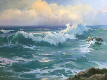 Pintura titulada "Sea Scape" por Viktor Neberikutia, Obra de arte original, Oleo Montado en Otro panel rígido