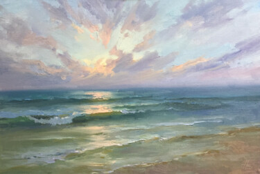 Painting titled "Sunrise." by Viktor Neberikutia, Original Artwork, Oil