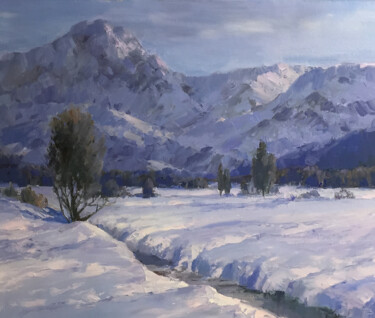 Painting titled ""Glacier. Snowy Mou…" by Viktor Neberikutia, Original Artwork, Oil