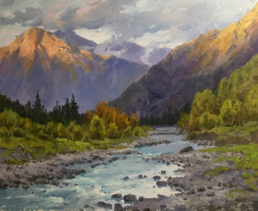 Pintura titulada "Rocky mountain nati…" por Viktor Neberikutia, Obra de arte original, Oleo