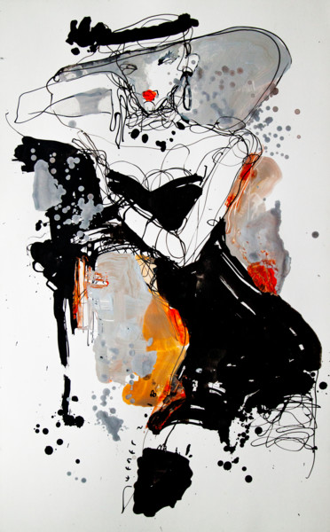 Drawing titled "Lady 2" by Viktor Sheleg, Original Artwork, Ink