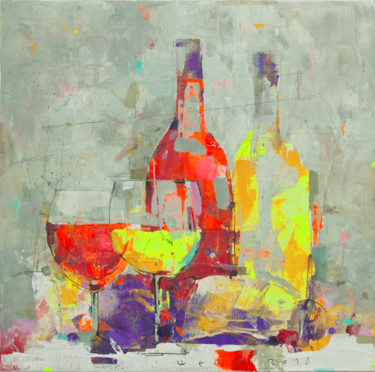 Malerei mit dem Titel "White and red" von Viktor Sheleg, Original-Kunstwerk, Öl