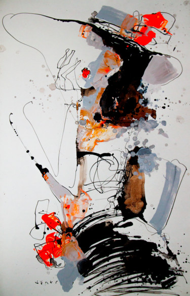 Dessin intitulée "Lady6" par Viktor Sheleg, Œuvre d'art originale, Encre