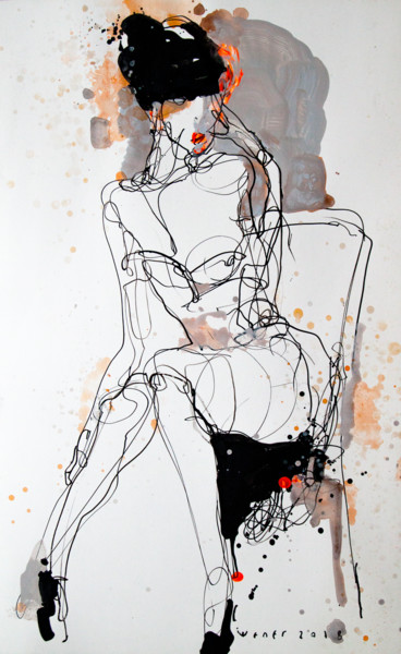 Tekening getiteld "Lady5" door Viktor Sheleg, Origineel Kunstwerk, Inkt