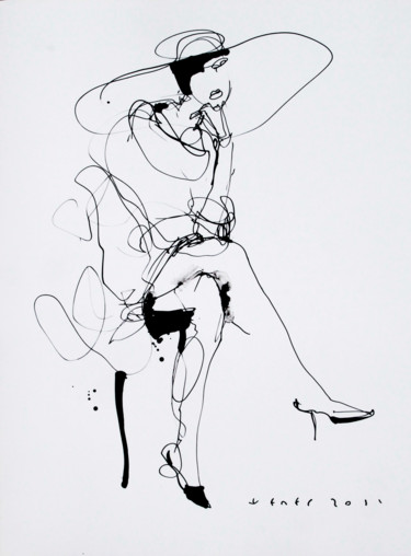 Tekening getiteld "Lady8" door Viktor Sheleg, Origineel Kunstwerk, Inkt