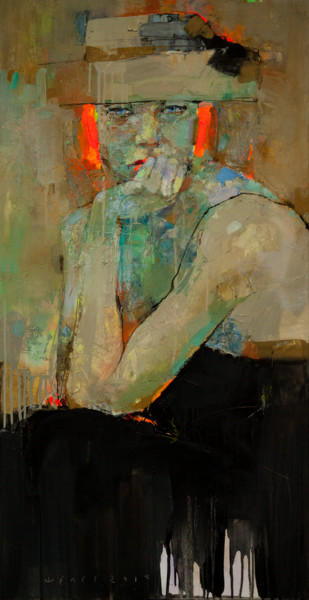 Peinture intitulée "Redhead" par Viktor Sheleg, Œuvre d'art originale, Acrylique
