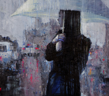 Painting titled "Lady of rain" by Viktor Sheleg, Original Artwork, Oil