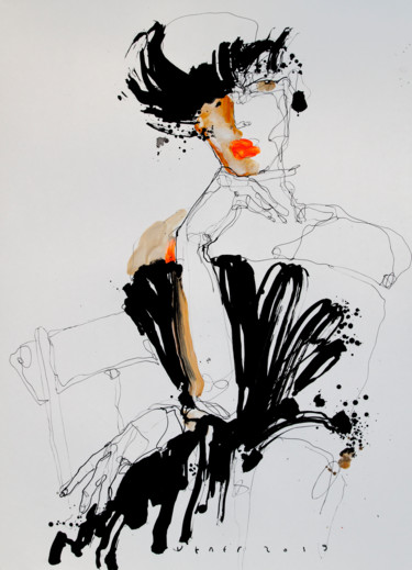 Drawing titled "Lady 20" by Viktor Sheleg, Original Artwork, Ink