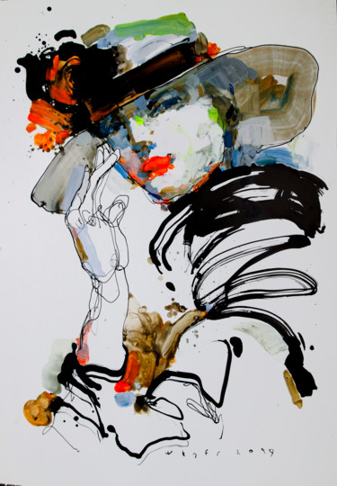 Dessin intitulée "Lady 21" par Viktor Sheleg, Œuvre d'art originale, Acrylique
