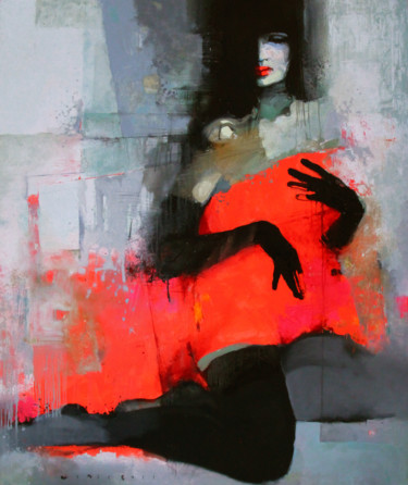 Painting titled "" Black and red mag…" by Viktor Sheleg, Original Artwork, Oil