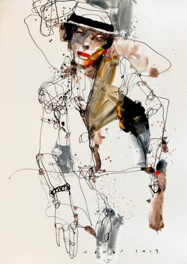 Tekening getiteld "Lady 35" door Viktor Sheleg, Origineel Kunstwerk, Acryl