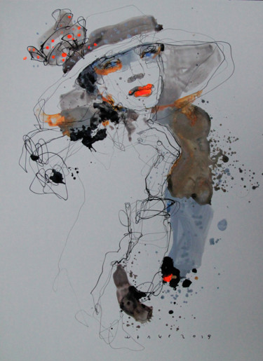 Σχέδιο με τίτλο "Lady 36" από Viktor Sheleg, Αυθεντικά έργα τέχνης, Ακρυλικό